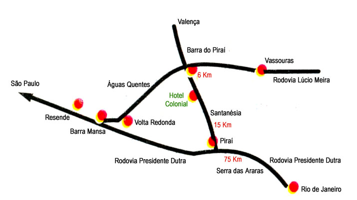 Mapa - Hotel Colonial - Santanésia - Piraí - RJ